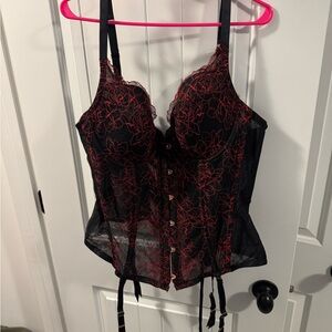 Savage X Fenty Black and Red Lace Bustier